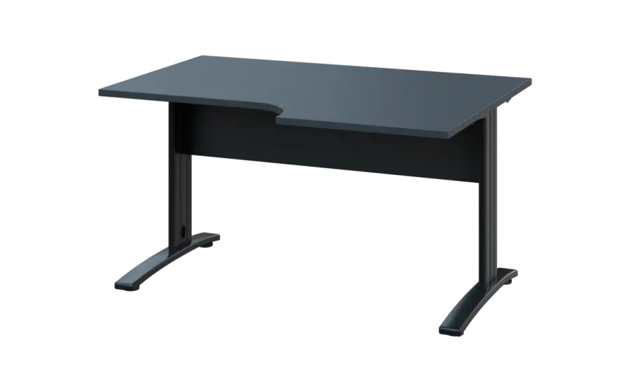ORK 28 - 146 stůl kancelářský, rohový, pravý, kovová podnož černá, deska 25 mm, široký 1400 mm, antracit