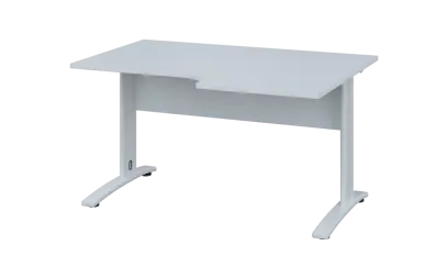 ORK 28 - 146 stůl kancelářský, rohový, pravý, kovová podnož bílá, deska 25 mm, široký 1400 mm, bílá