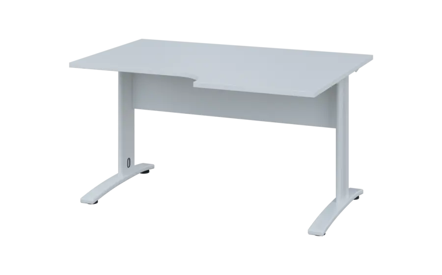 ORK 28 - 146 stůl kancelářský, rohový, pravý, kovová podnož bílá, deska 25 mm, široký 1400 mm, bílá