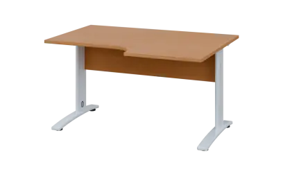 ORK 28 - 146 stůl kancelářský, rohový, pravý, kovová podnož bílá, deska 25 mm, široký 1400 mm, buk royal