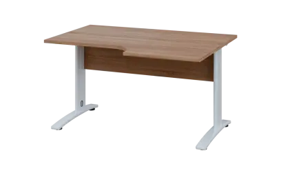 ORK 28 - 146 stůl kancelářský, rohový, pravý, kovová podnož bílá, deska 25 mm, široký 1400 mm, dub bardolino