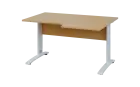 ORK 28 - 146 stůl kancelářský, rohový, pravý, kovová podnož bílá, deska 25 mm, široký 1400 mm, javor