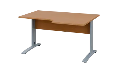 ORK 28 - 146 stůl kancelářský, rohový, pravý, kovová podnož stříbrná, deska 25 mm, široký 1400 mm, buk royal