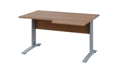 ORK 28 - 146 stůl kancelářský, rohový, pravý, kovová podnož stříbrná, deska 25 mm, široký 1400 mm, dub bardolino