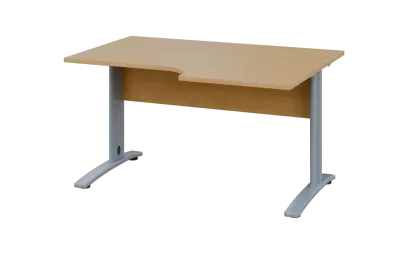 ORK 28 - 146 stůl kancelářský, rohový, pravý, kovová podnož stříbrná, deska 25 mm, široký 1400 mm, javor horský