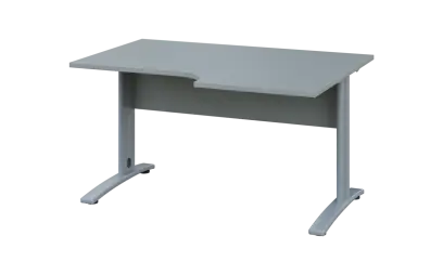 ORK 28 - 146 stůl kancelářský, rohový, pravý, kovová podnož stříbrná, deska 25 mm, široký 1400 mm, šedá