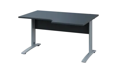ORK 28 - 146 stůl kancelářský, rohový, pravý, kovová podnož stříbrná, deska 25 mm, široký 1400 mm, antracit