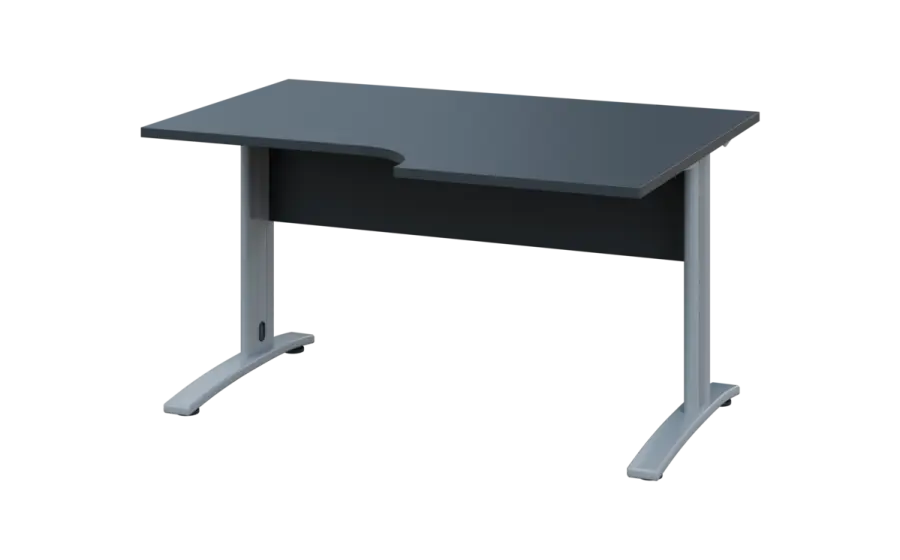 ORK 28 - 146 stůl kancelářský, rohový, pravý, kovová podnož stříbrná, deska 25 mm, široký 1400 mm, antracit