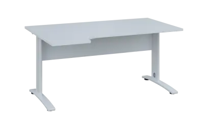 ORK 28 - 164 stůl kancelářský, rohový, levý, kovová podnož bílá, deska 25 mm, široký 1600 mm, bílá