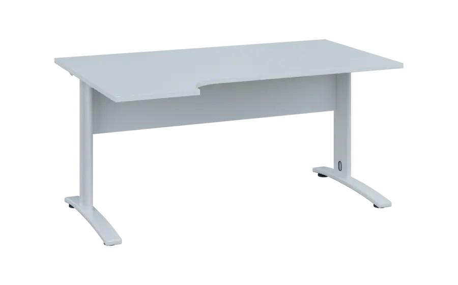 ORK 28 - 164 stůl kancelářský, rohový, levý, kovová podnož bílá, deska 25 mm, široký 1600 mm, bílá