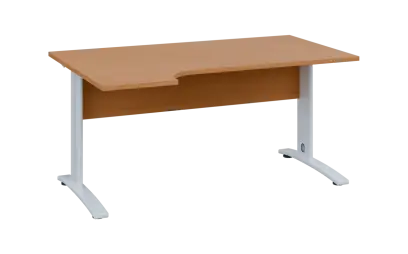 ORK 28 - 164 stůl kancelářský, rohový, levý, kovová podnož bílá, deska 25 mm, široký 1600 mm, buk royal