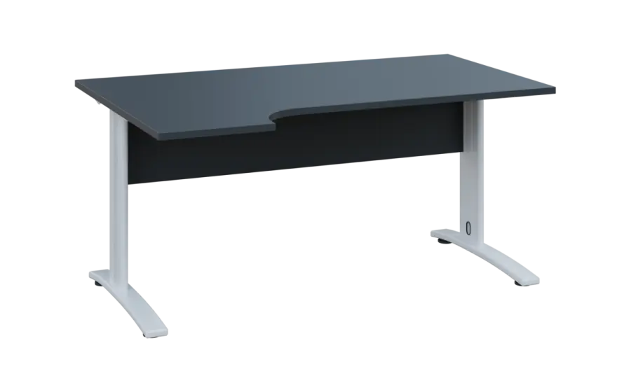 ORK 28 - 164 stůl kancelářský, rohový, levý, kovová podnož bílá, deska 25 mm, široký 1600 mm, antracit