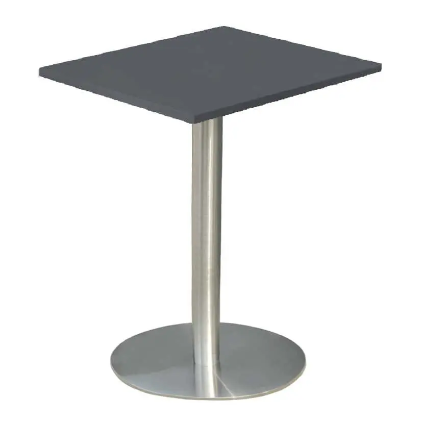 RC 500 - 6 stůl hranatý, deska 600 x 600 mm antracit (síla 25 mm), noha broušený nerez