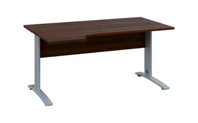 ORK 28 - 164 stůl kancelářský, rohový, levý, kovová podnož stříbrná, deska 25 mm, široký 1600 mm, oř ORK 28 - 164 stůl kancelářský, rohový, levý, kovová podnož stříbrná, deska 25 mm, široký 1600 mm, ořech královský