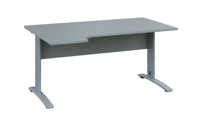 ORK 28 - 164 stůl kancelářský, rohový, levý, kovová podnož stříbrná, deska 25 mm, široký 1600 mm, še ORK 28 - 164 stůl kancelářský, rohový, levý, kovová podnož stříbrná, deska 25 mm, široký 1600 mm, šedá