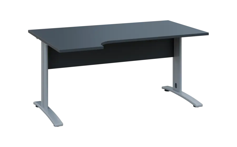ORK 28 - 164 stůl kancelářský, rohový, levý, kovová podnož stříbrná, deska 25 mm, široký 1600 mm, antracit