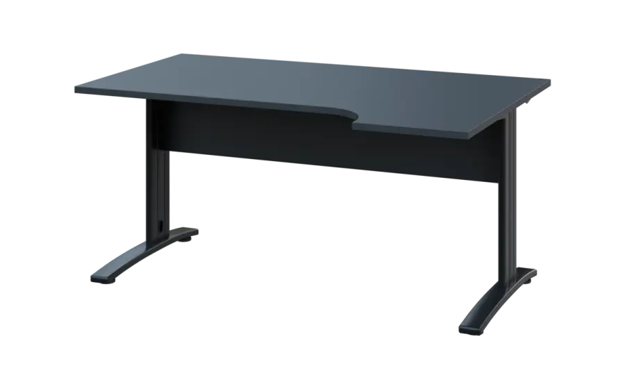 ORK 28 - 164 stůl kancelářský, rohový, pravý, kovová podnož černá, deska 25 mm, široký 1600 mm, antracit