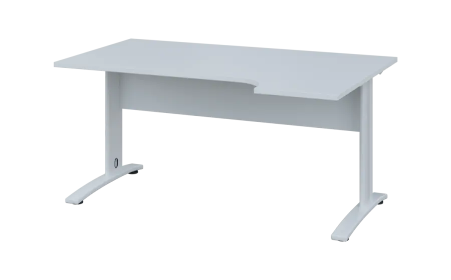 ORK 28 - 164 stůl kancelářský, rohový, pravý, kovová podnož bílá, deska 25 mm, široký 1600 mm, bílá