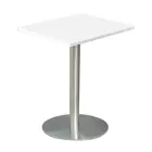 RC 500 - 6 stůl hranatý, deska 600 x 600 mm bílá (síla 25 mm), noha broušený nerez