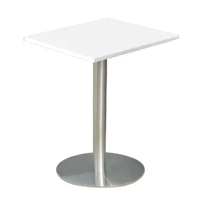 RC 500 - 6 stůl hranatý, deska 600 x 600 mm bílá (síla 25 mm), noha broušený nerez