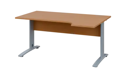 ORK 28 - 164 stůl kancelářský, rohový, pravý, kovová podnož stříbrná, deska 25 mm, široký 1600 mm, b ORK 28 - 164 stůl kancelářský, rohový, pravý, kovová podnož stříbrná, deska 25 mm, široký 1600 mm, buk royal