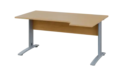 ORK 28 - 164 stůl kancelářský, rohový, pravý, kovová podnož stříbrná, deska 25 mm, široký 1600 mm, j ORK 28 - 164 stůl kancelářský, rohový, pravý, kovová podnož stříbrná, deska 25 mm, široký 1600 mm, javor horský