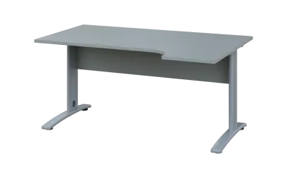 ORK 28 - 164 stůl kancelářský, rohový, pravý, kovová podnož stříbrná, deska 25 mm, široký 1600 mm, šedá