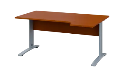 ORK 28 - 164 stůl kancelářský, rohový, pravý, kovová podnož stříbrná, deska 25 mm, široký 1600 mm, třešeň šumavská
