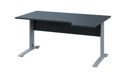 ORK 28 - 164 stůl kancelářský, rohový, pravý, kovová podnož stříbrná, deska 25 mm, široký 1600 mm, antracit