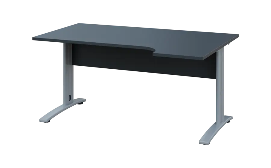 ORK 28 - 164 stůl kancelářský, rohový, pravý, kovová podnož stříbrná, deska 25 mm, široký 1600 mm, antracit