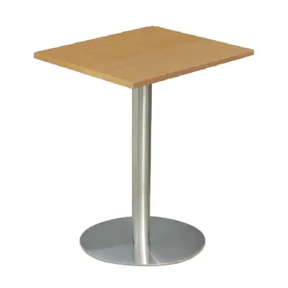 RC 500 - 6 stůl hranatý, deska 600 x 600 mm buk royal (síla 25 mm), noha broušený nerez