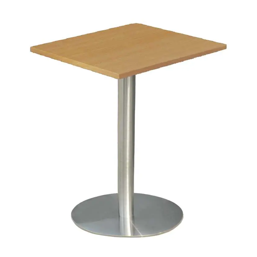 RC 500 - 6 stůl hranatý, deska 600 x 600 mm buk royal (síla 25 mm), noha broušený nerez