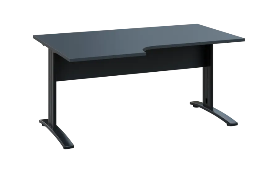 ORK 28 - 166 stůl kancelářský, rohový, levý, kovová podnož černá, deska 25 mm, široký 1600 mm, antracit