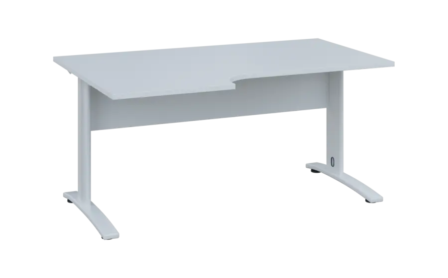 ORK 28 - 166 stůl kancelářský, rohový, levý, kovová podnož bílá, deska 25 mm, široký 1600 mm, bílá