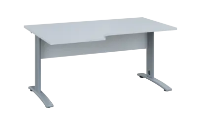ORK 28 - 166 stůl kancelářský, rohový, levý, kovová podnož stříbrná, deska 25 mm, široký 1600 mm, bílá