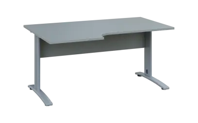 ORK 28 - 166 stůl kancelářský, rohový, levý, kovová podnož stříbrná, deska 25 mm, široký 1600 mm, šedá