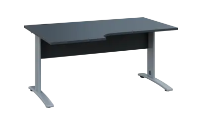 ORK 28 - 166 stůl kancelářský, rohový, levý, kovová podnož stříbrná, deska 25 mm, široký 1600 mm, antracit