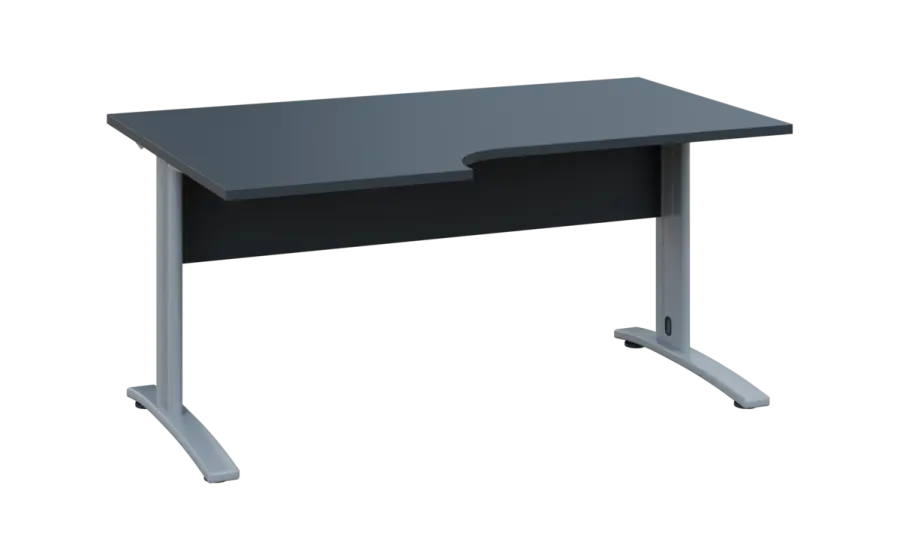 ORK 28 - 166 stůl kancelářský, rohový, levý, kovová podnož stříbrná, deska 25 mm, široký 1600 mm, antracit