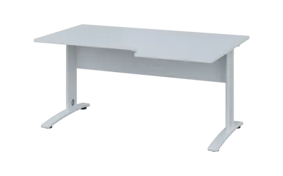 ORK 28 - 166 stůl kancelářský, rohový, pravý, kovová podnož bílá, deska 25 mm, široký 1600 mm, bílá