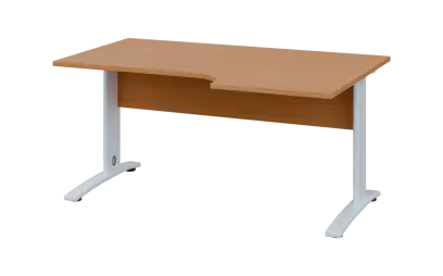 ORK 28 - 166 stůl kancelářský, rohový, pravý, kovová podnož bílá, deska 25 mm, široký 1600 mm, buk royal