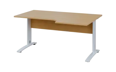 ORK 28 - 166 stůl kancelářský, rohový, pravý, kovová podnož bílá, deska 25 mm, široký 1600 mm, javor horský