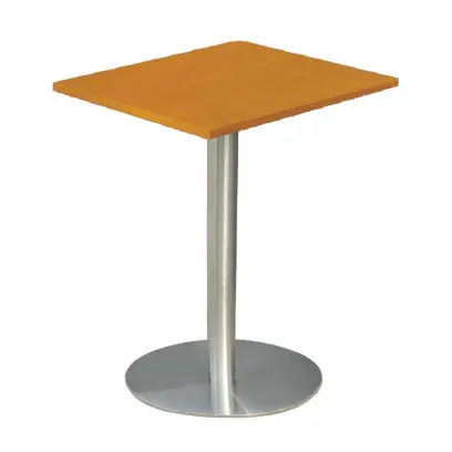 RC 500 - 6 stůl hranatý, deska 600 x 600 mm olše jantar (síla 25 mm), noha broušený nerez