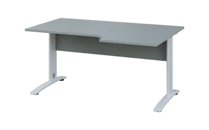 ORK 28 - 166 stůl kancelářský, rohový, pravý, kovová podnož bílá, deska 25 mm, široký 1600 mm, šedá