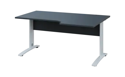 ORK 28 - 166 stůl kancelářský, rohový, pravý, kovová podnož bílá, deska 25 mm, široký 1600 mm, antracit