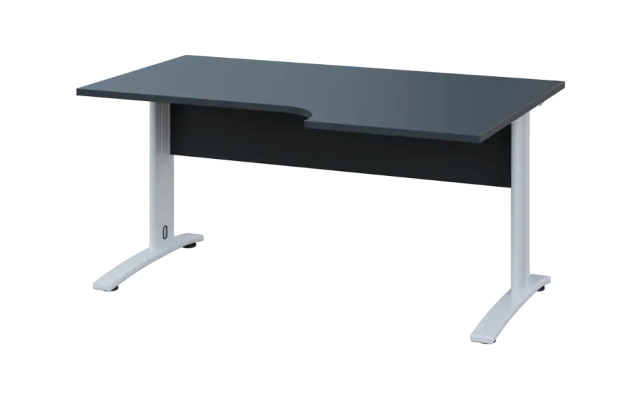 ORK 28 - 166 stůl kancelářský, rohový, pravý, kovová podnož bílá, deska 25 mm, široký 1600 mm, antracit