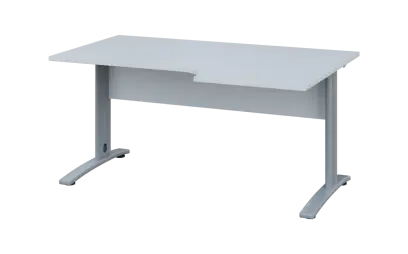 ORK 28 - 166 stůl kancelářský, rohový, pravý, kovová podnož stříbrná, deska 25 mm, široký 1600 mm, bílá