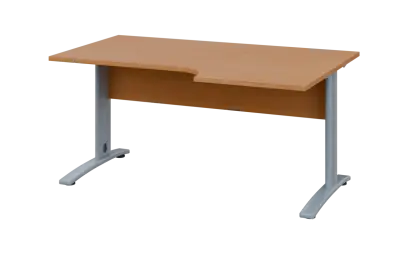 ORK 28 - 166 stůl kancelářský, rohový, pravý, kovová podnož stříbrná, deska 25 mm, široký 1600 mm, buk royal