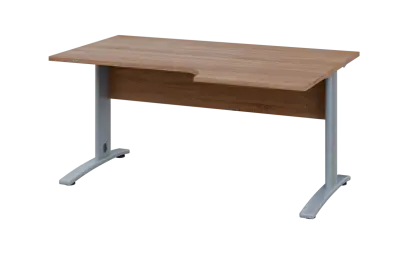 ORK 28 - 166 stůl kancelářský, rohový, pravý, kovová podnož stříbrná, deska 25 mm, široký 1600 mm, dub bardolino