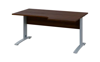 ORK 28 - 166 stůl kancelářský, rohový, pravý, kovová podnož stříbrná, deska 25 mm, široký 1600 mm, o ORK 28 - 166 stůl kancelářský, rohový, pravý, kovová podnož stříbrná, deska 25 mm, široký 1600 mm, ořech královský