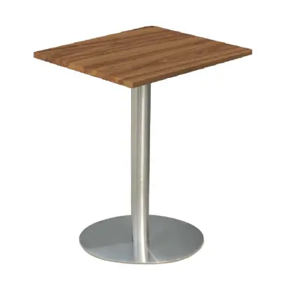 RC 500 - 6 stůl hranatý, deska 600 x 600 mm ořech královský (síla 25 mm), noha broušený nerez